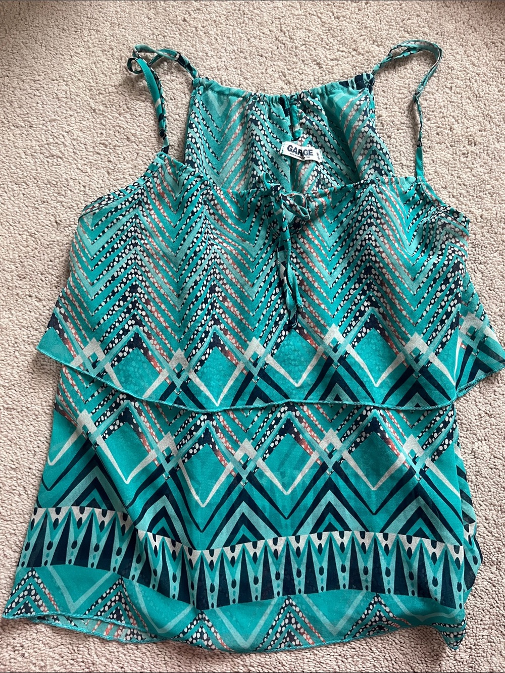 Garage Teal Geometric Layered Cami